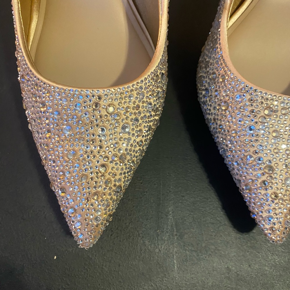 Aldo Crystal Embellished Nude Heels